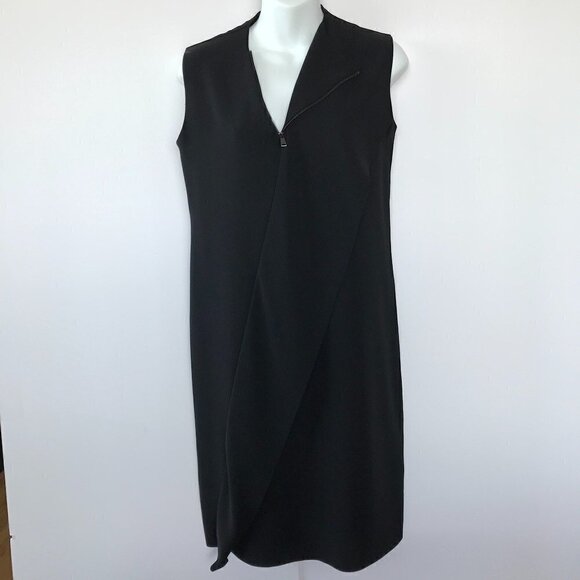 Vince Dresses & Skirts - VINCE LBD black dress, sleeveless, front zip asymmetrical drape, cut seam EUC, 6